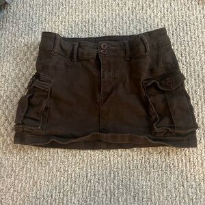Brown mini cargo skirt